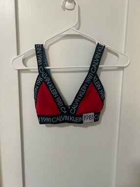 Calvin Klein Red Triangle Logo-Strip Bralette